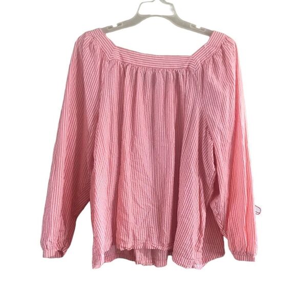 Terra & Sky Pink and White Striped Long Sleeve Top 3X - Picture 7 of 9